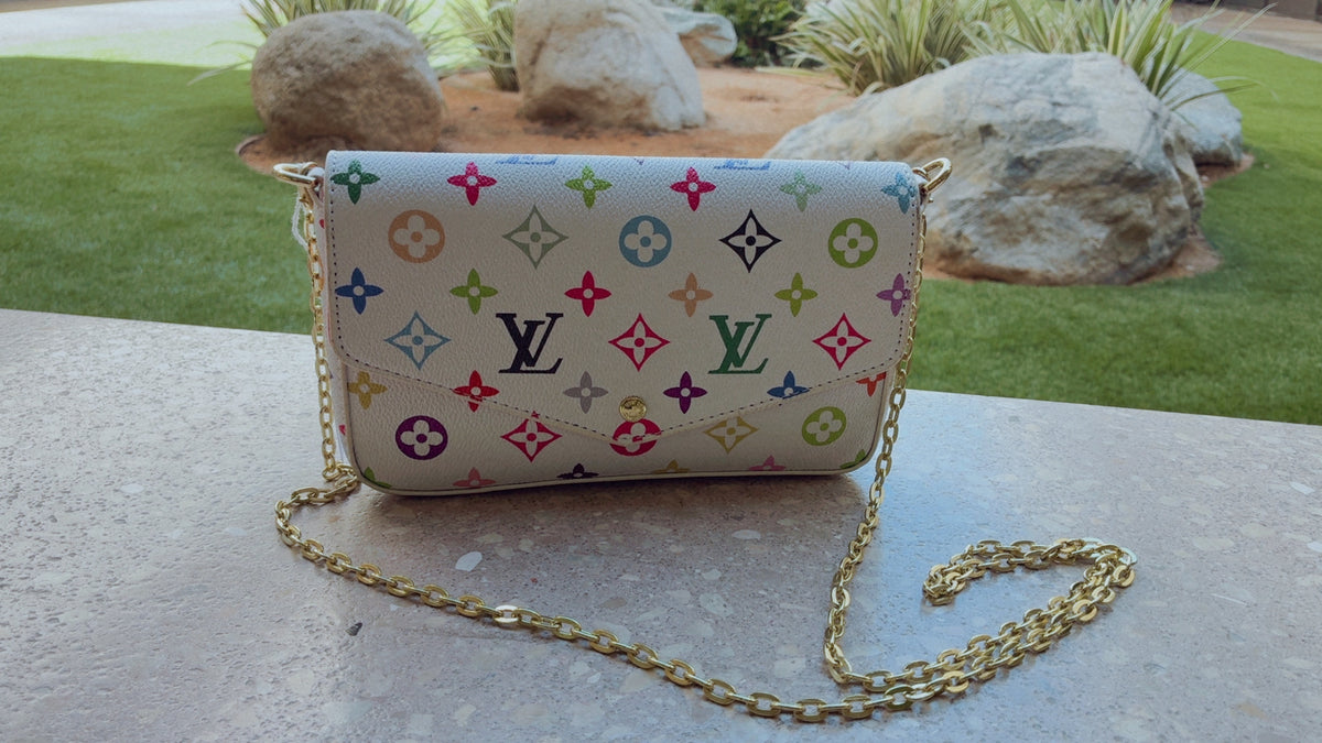 LV Clutch (rainbow/white)